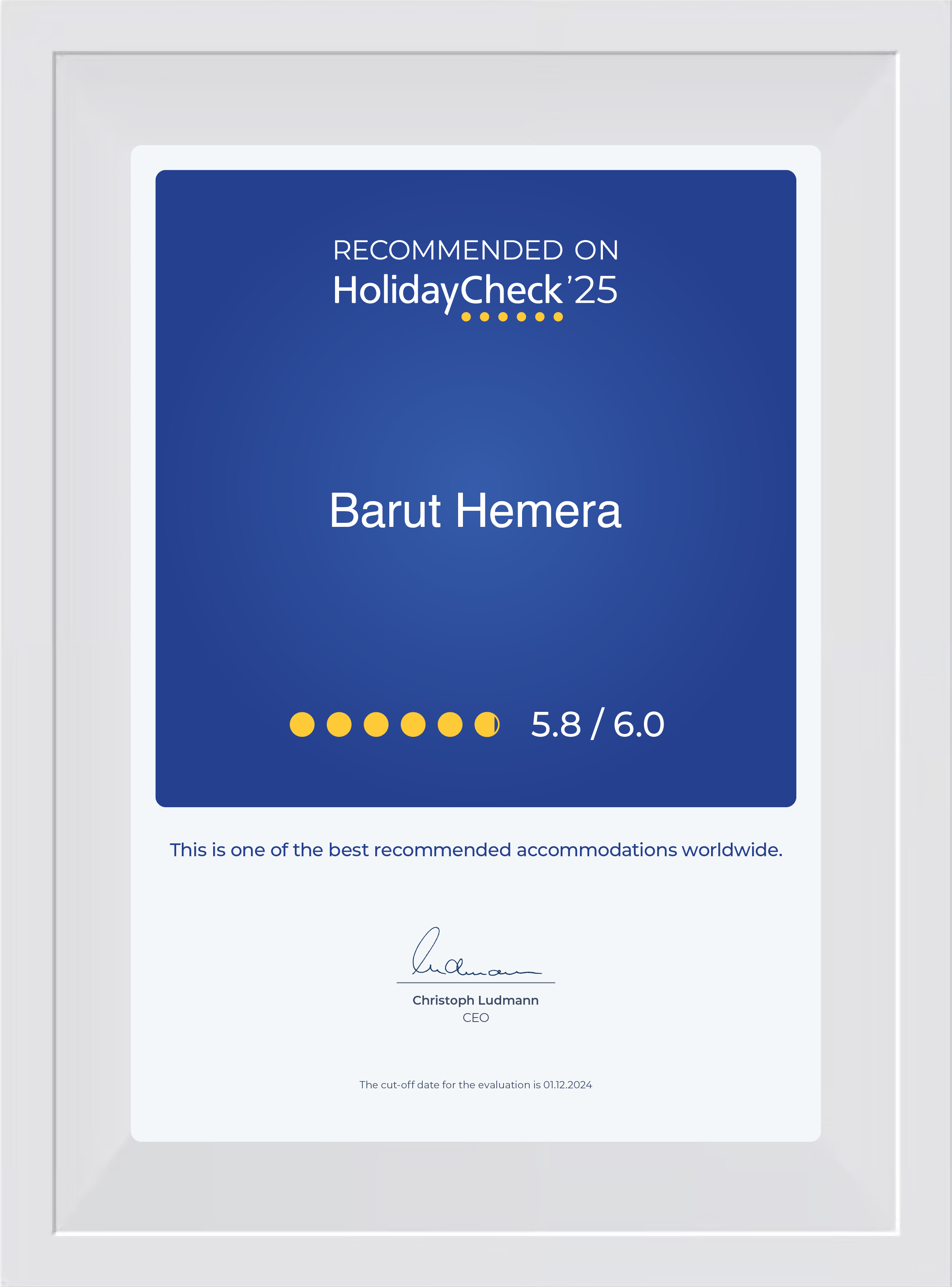 Recommended On Holidaycheck 2025